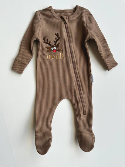 Christmas Reindeer Zip Sleepsuit