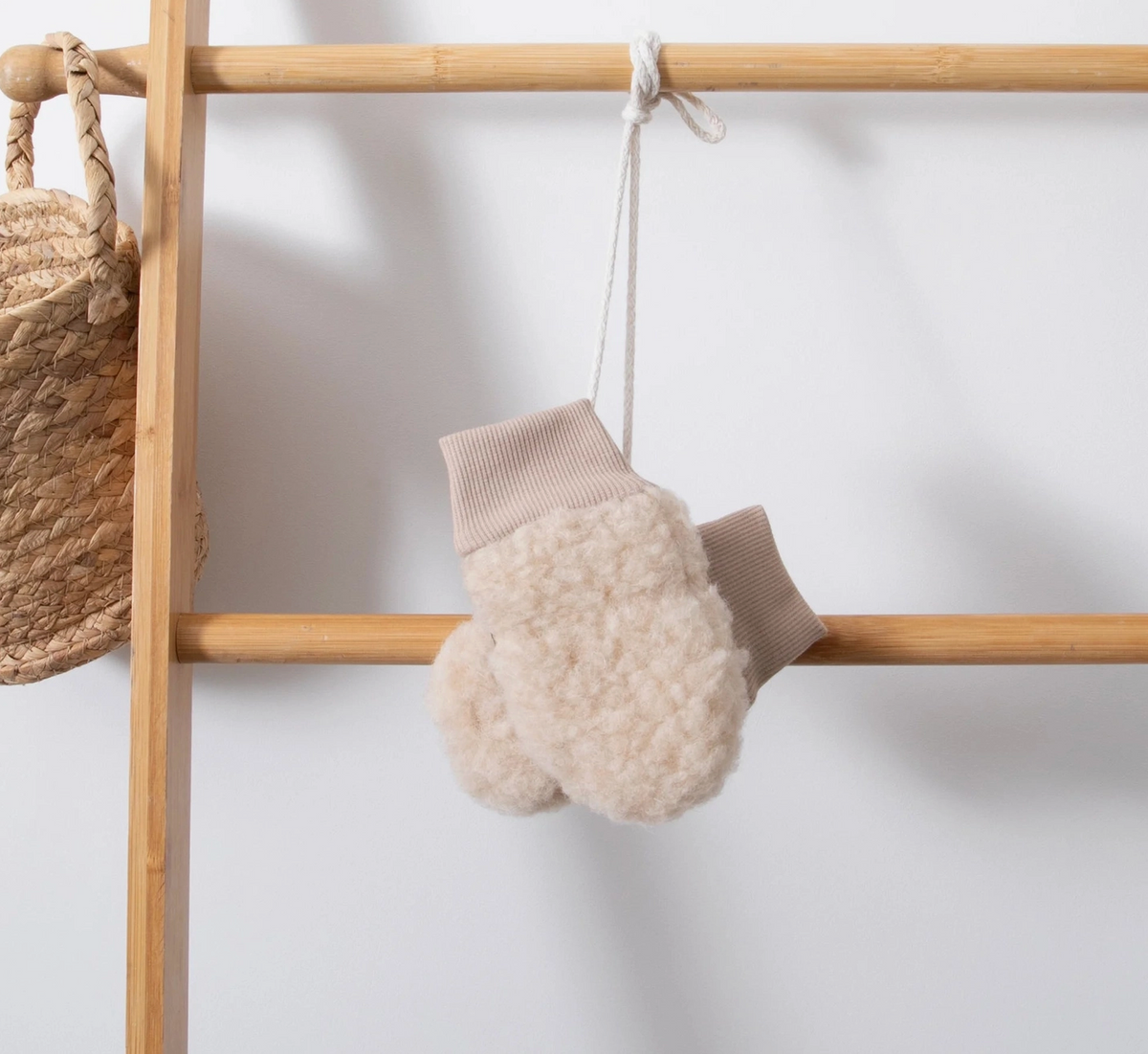 Baby Merino Wool Mittens with Cord