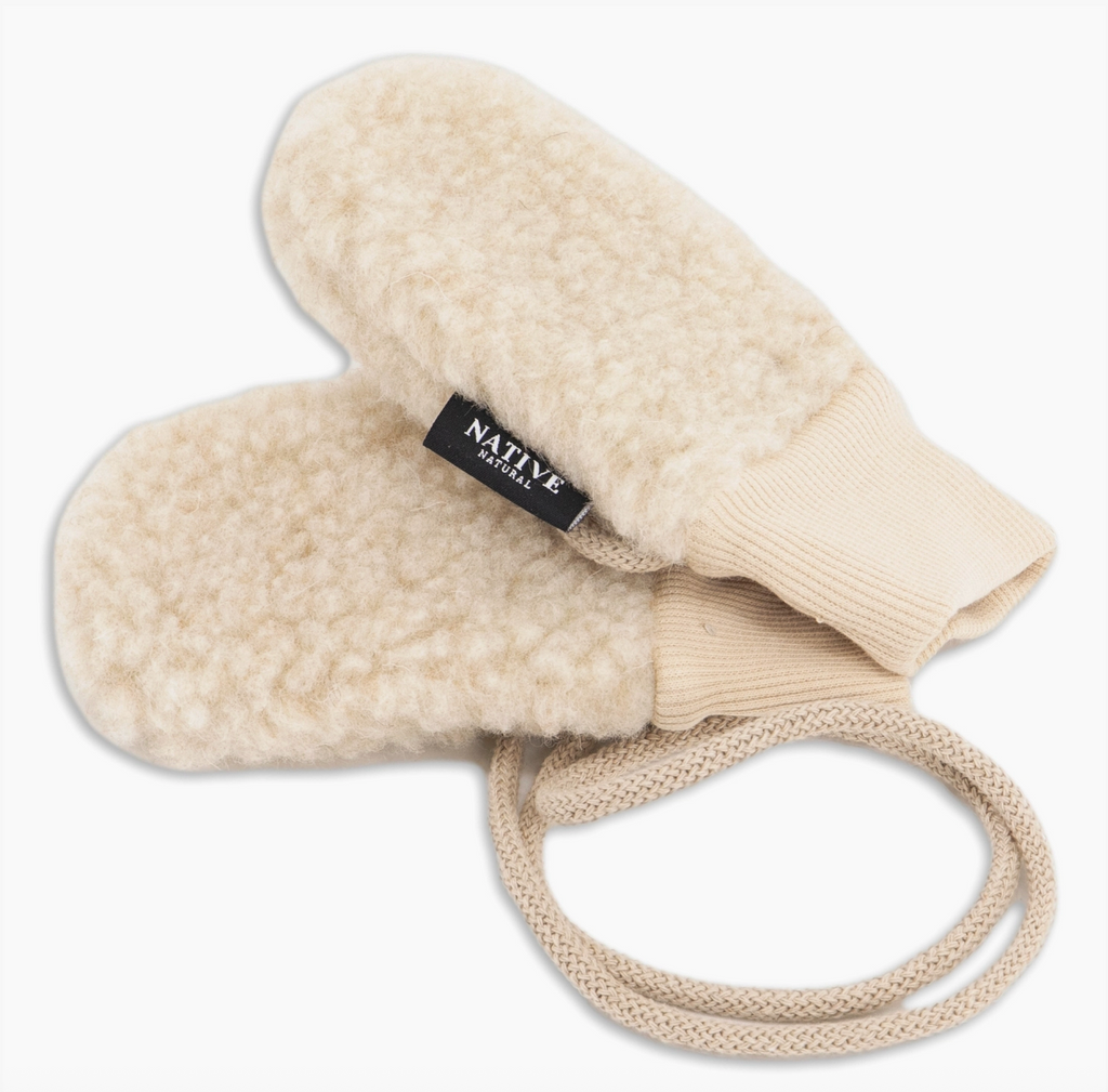 Baby Merino Wool Mittens with Cord