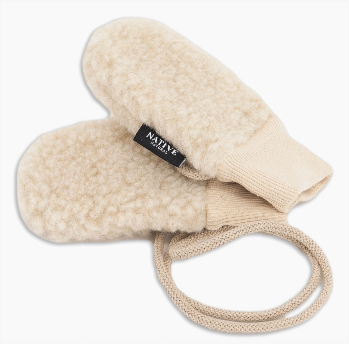 Baby Merino Wool Mittens with Cord