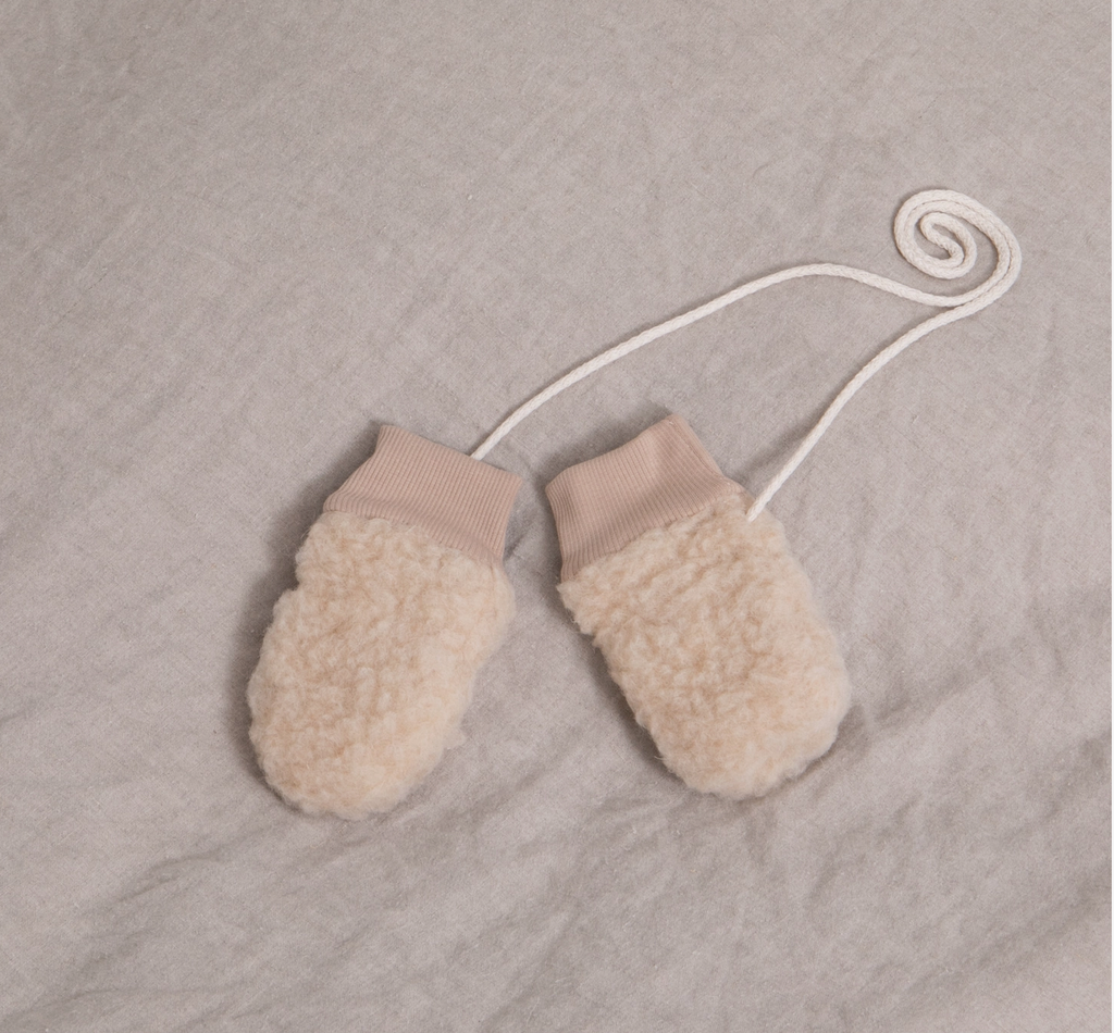 Baby Merino Wool Mittens with Cord