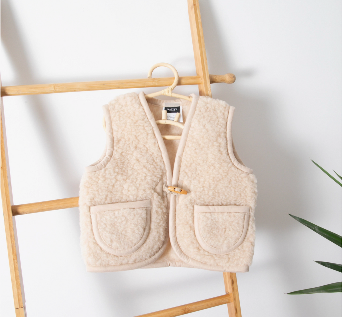 Merino Wool Beige Baby Gilet