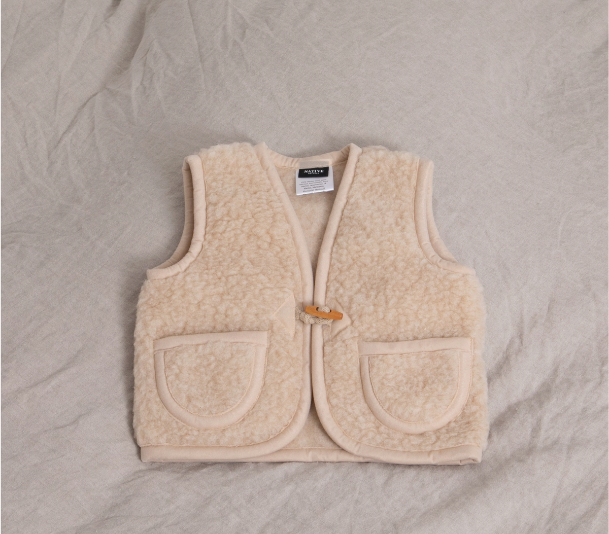 Merino Wool Beige Baby Gilet