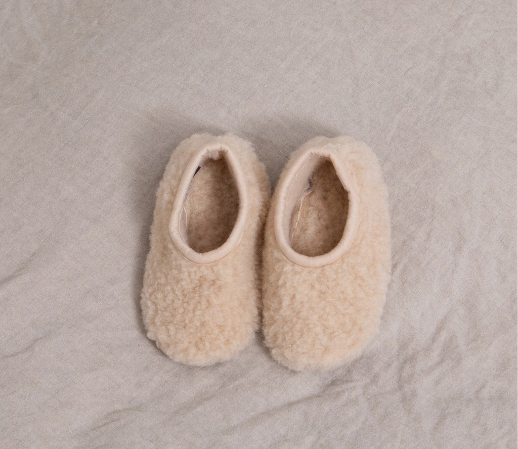 Merino Wool Baby Slippers Beige