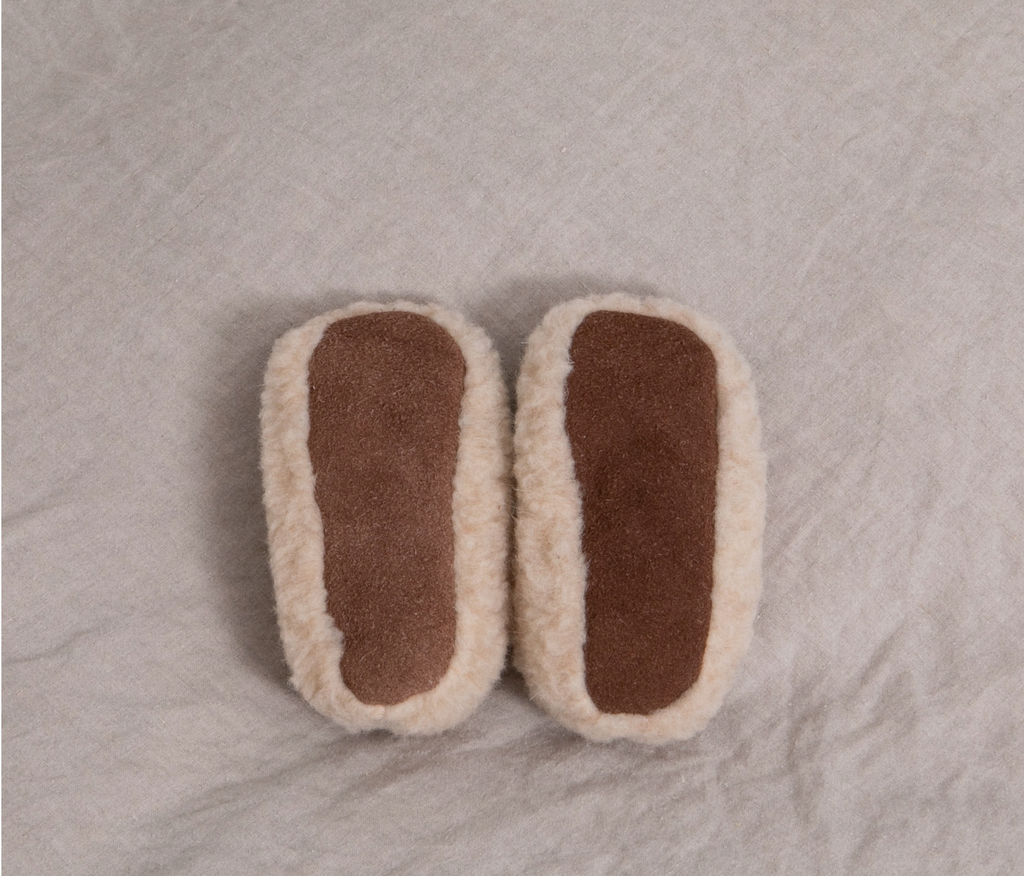Merino Wool Baby Slippers Beige