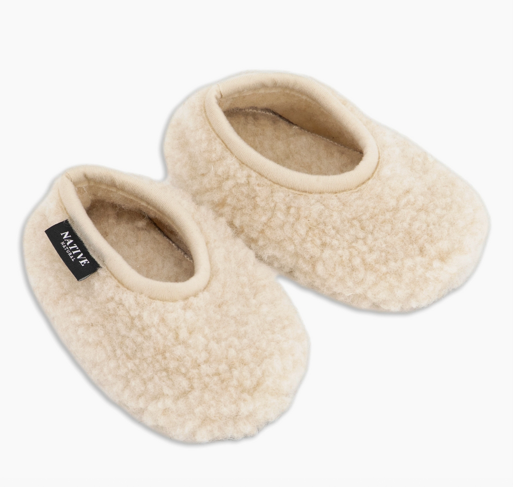 Merino Wool Baby Slippers Beige