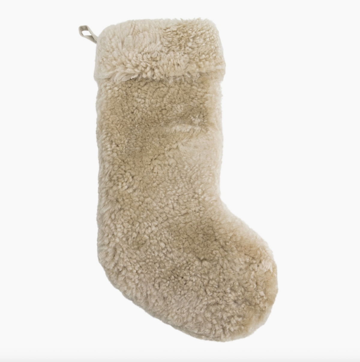 Beige Sheepskin Christmas Stocking