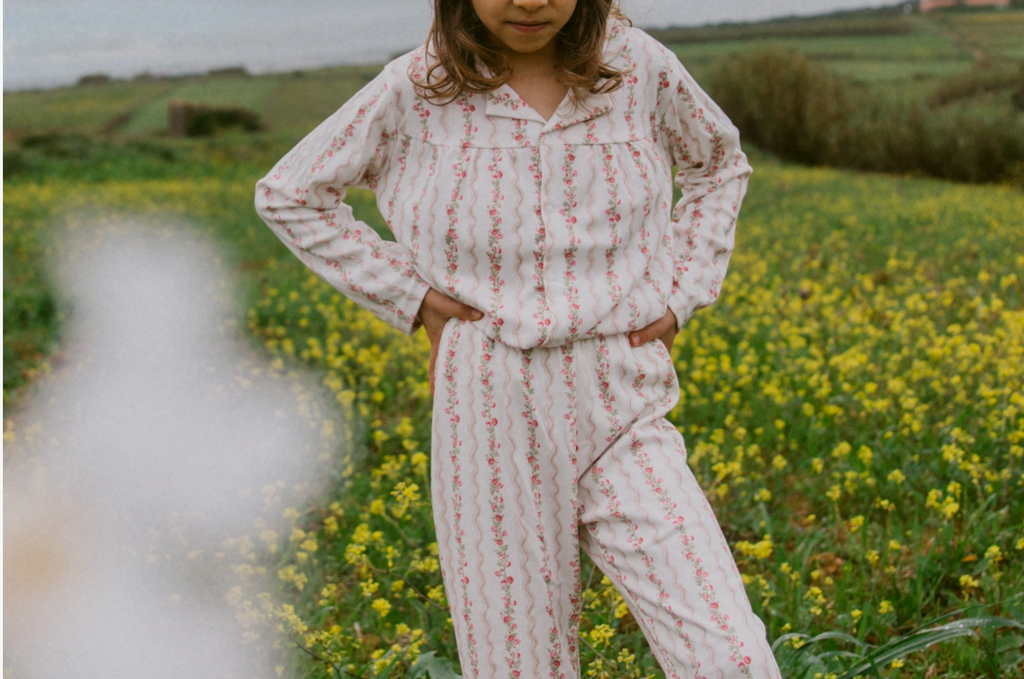 Sleep Doe | Girls Blouse & Wide Trouser Set | Floral Stripe