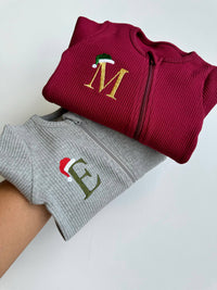 Christmas Monogram Zip Sleepsuit Personalized Baby Gift