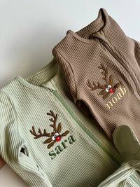 Christmas Reindeer Zip Sleepsuit