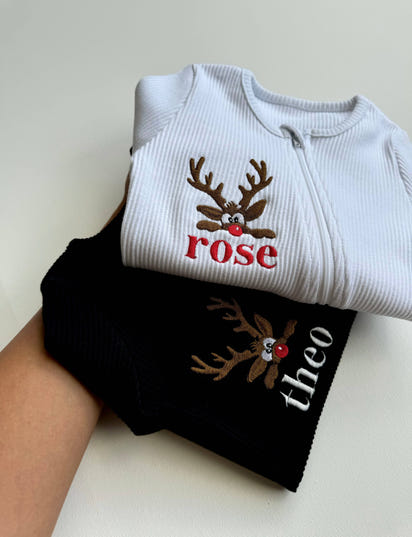 Christmas Reindeer Zip Sleepsuit