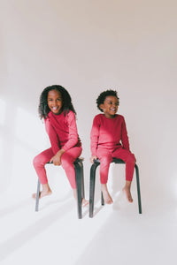 Baby, Toddler and Children's Unisex Ribbed Lounge Set and Pajama/Pyjama (Claret Red)